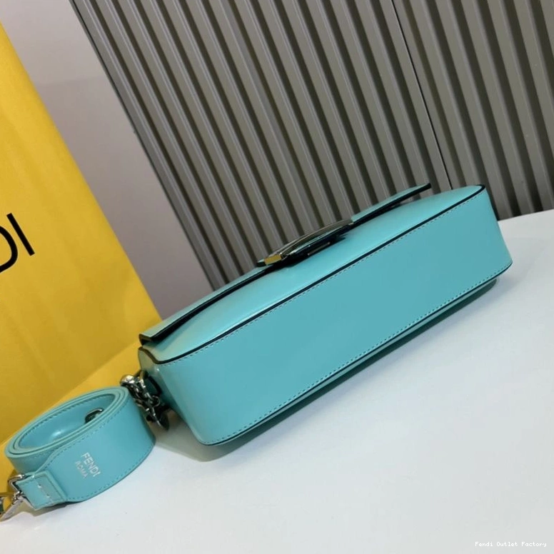 Cheap HOT Blue Smooth Tiffany Medium Bag Baguette In Fendi Leather 0817